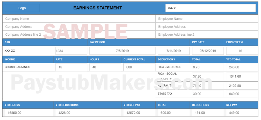 paystub sample