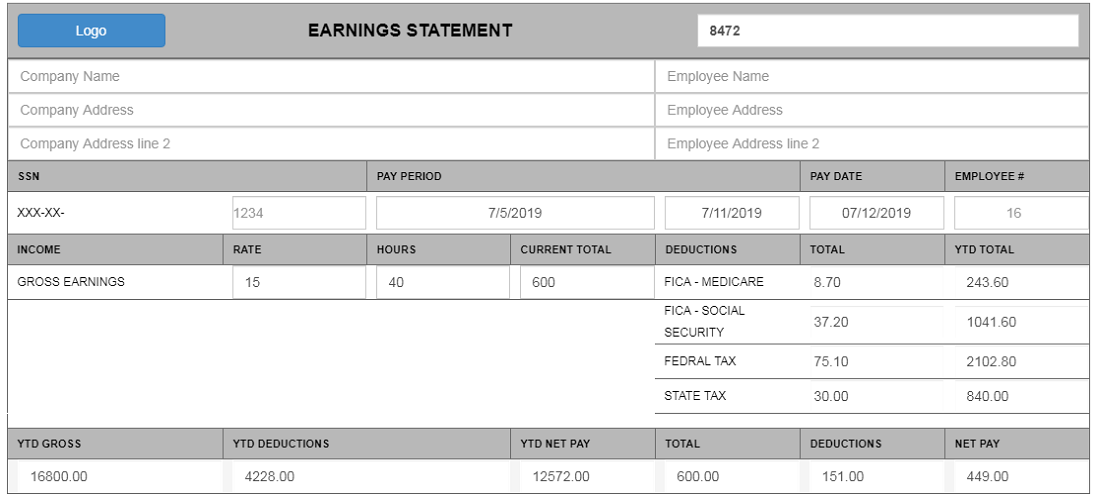 Chicago paystub Templates